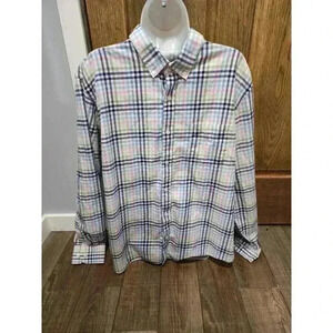 Charleston Threads 100% Cotton Long Sleeve Button Front Shirt Men's XXL 2X Plaid